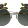 Dolce & Gabbana Elegant Floral Embellished Gold Sunglasses