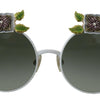 Dolce & Gabbana Elegant Floral Embellished Gold Sunglasses