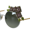 Dolce & Gabbana Elegant Floral Embellished Gold Sunglasses