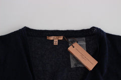 Ermanno Scervino Elegant Cropped Blue Alpaca Blend Sweater