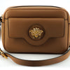 Versace Elegant Brown Leather Camera Case Shoulder Bag