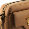 Versace Elegant Brown Leather Camera Case Shoulder Bag