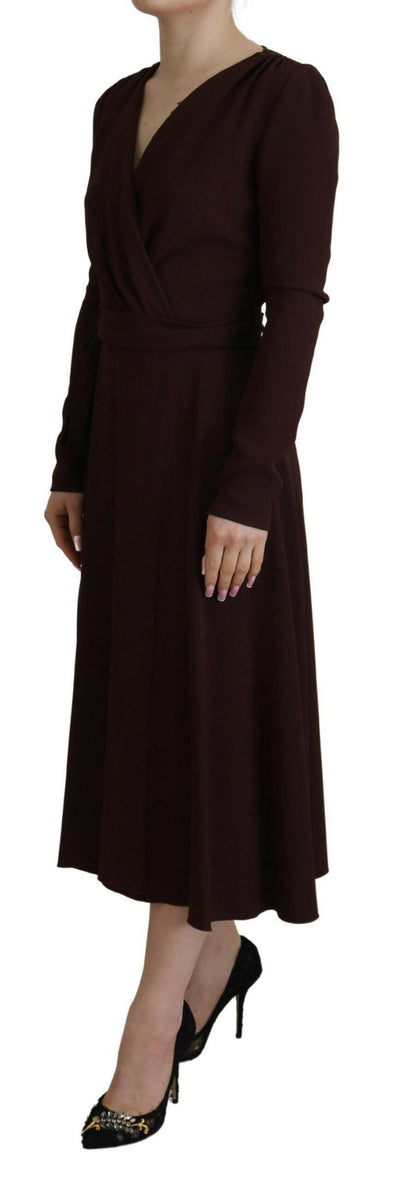 Dolce & Gabbana Elegant Brown Long Sleeve Wrap Dress