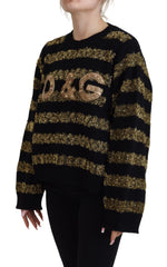 Elegant Black and Gold Crystal Sweater