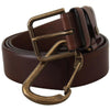 Dolce & Gabbana Elegant Brown Leather Belt with Metal Buckle