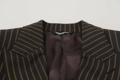 Elegant Striped Wool Blend Slim Blazer