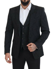 Elegant Black Martini Suit Jacket & Vest Ensemble