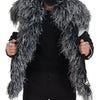 Dolce & Gabbana Elegant Shearling Zip Jacket in Black & White