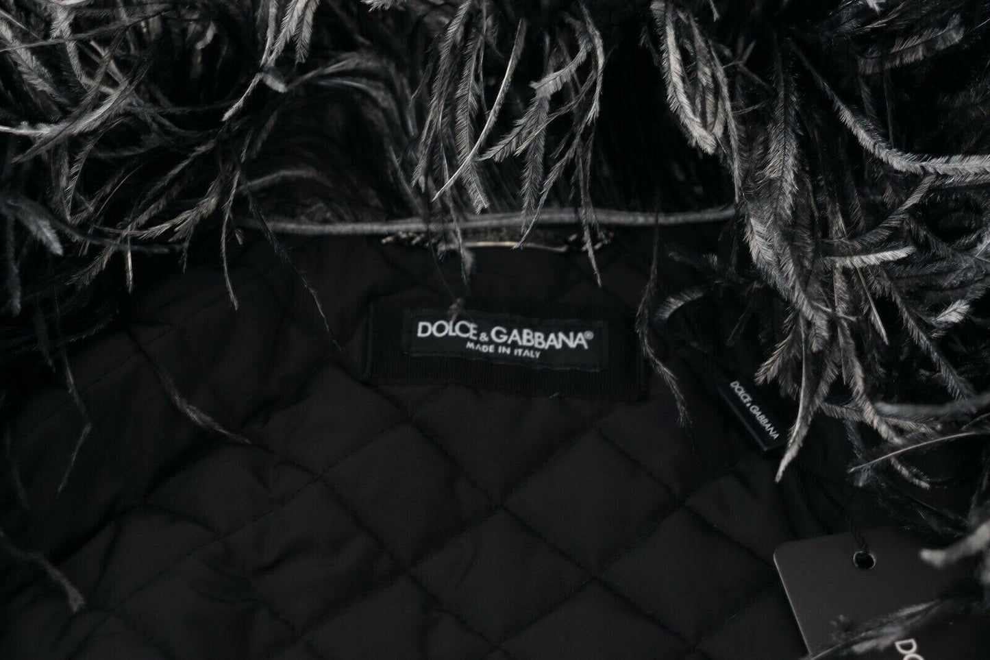 Dolce & Gabbana Elegant Shearling Zip Jacket in Black & White