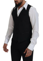 Elegant Black Single-Breasted Dress Vest