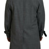 Dolce & Gabbana Elegant Gray Plaid Trench Coat