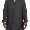 Dolce & Gabbana Elegant Gray Plaid Trench Coat