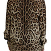 Dolce & Gabbana Elegant Silk Leopard Print Collared Top