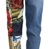 Dolce & Gabbana Patchwork Jacquard Blue Denim Luxury Jeans