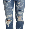 Dolce & Gabbana Chic Tattered Denim Pants - Indigo Essence