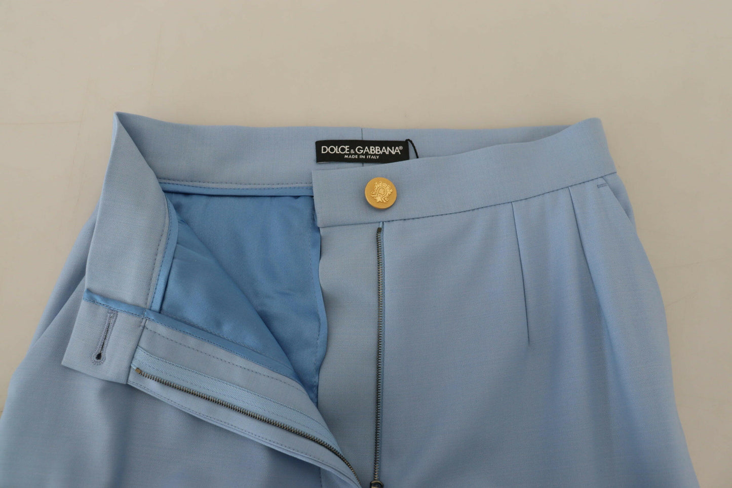 Dolce & Gabbana Elegant Light Blue Wool-Silk Blend Pants