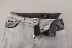 Dolce & Gabbana Elegant Gray Washed Cotton Blend Pants