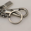 Dolce & Gabbana Elegant Silver and Black Designer Keychain