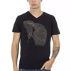 Trussardi Action Black Cotton Men V-Neck T-Shirt