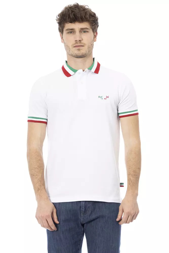 Baldinini Trend White Cotton Men Polo Shirt