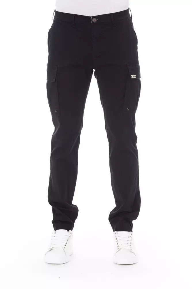 Baldinini Trend Black Cotton Men Cargo Trouser