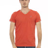 Trussardi Action Orange Cotton Men's V-Neck T-Shirt