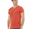 Trussardi Action Orange Cotton Men's V-Neck T-Shirt