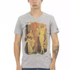 Trussardi Action Gray Cotton Men V-Neck T-Shirt