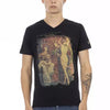 Trussardi Action Black Cotton Men V-Neck T-Shirt