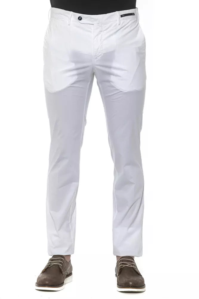 PT Torino White Cotton Mens Trouser