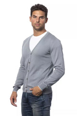 Gray Cotton Men Cardigan