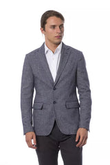 Blue Polyester Men Blazer