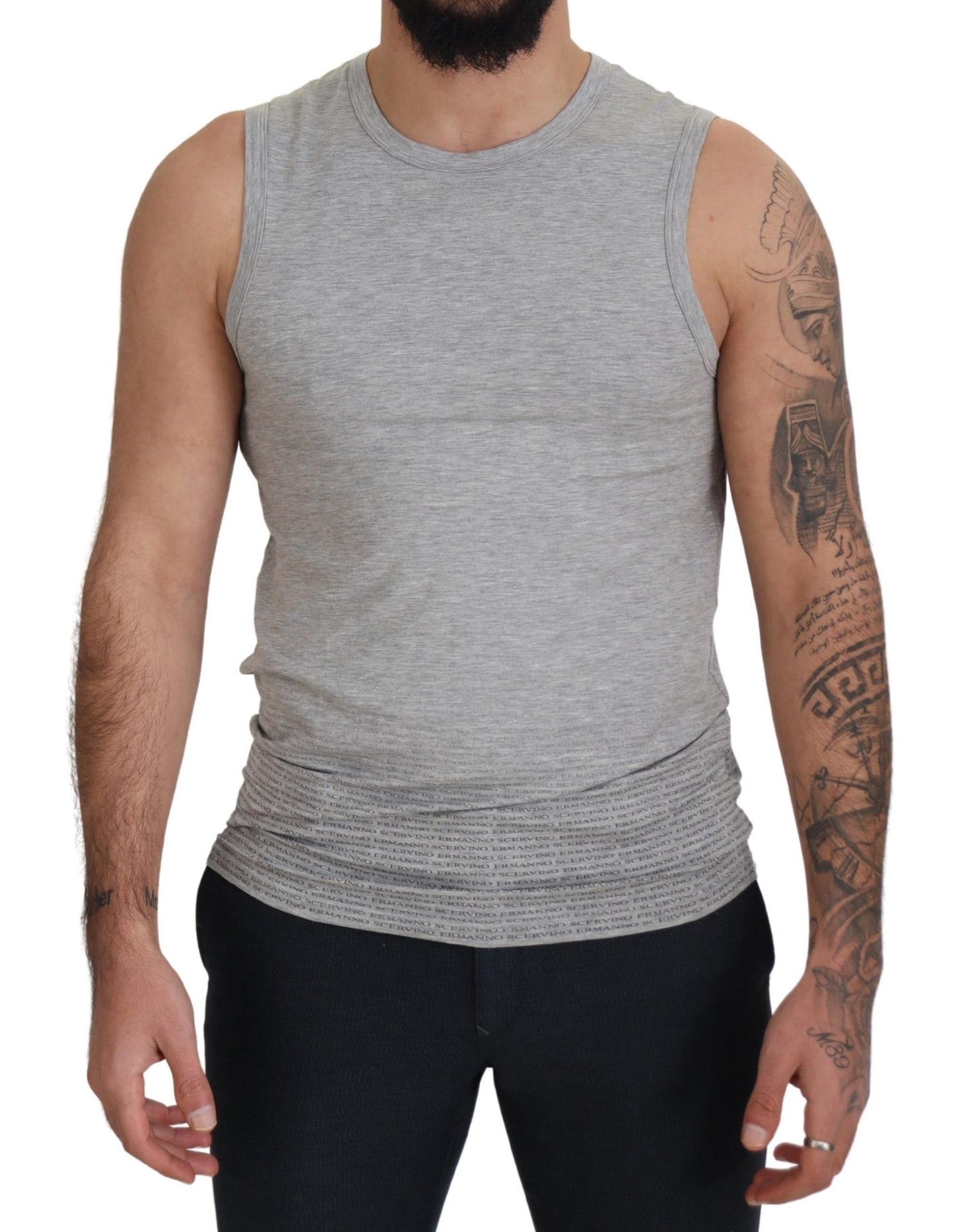 Ermanno Scervino Chic Gray Sleeveless Crewneck Tee