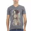 Trussardi Action Gray Cotton Men V-neck T-shirt