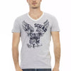 Trussardi Action Gray Cotton Men V-Neck T-Shirt