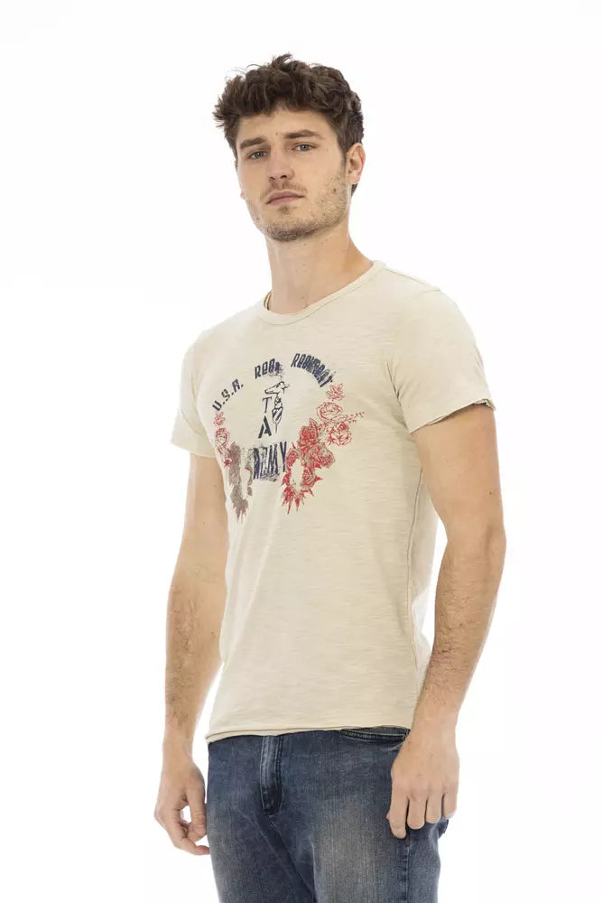 Trussardi Action Beige Cotton Men T-Shirt