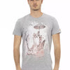 Trussardi Action Gray Cotton Men T-Shirt