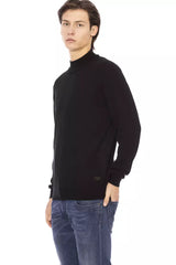 Black Fabric Men Sweater