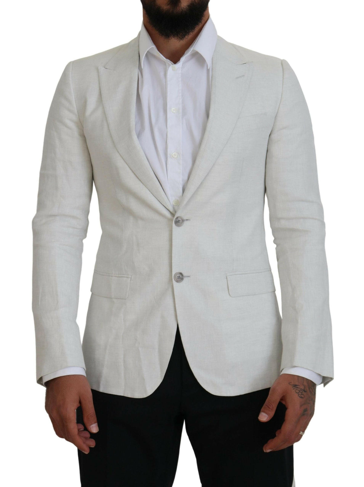 Elegant White Sicilia Single Breasted Blazer