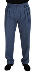 Dolce & Gabbana Elegant Blue Linen-Cotton Blend Trousers