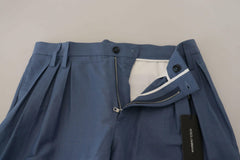 Dolce & Gabbana Elegant Blue Linen-Cotton Blend Trousers