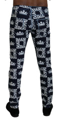 Dolce & Gabbana Elegant Crown Print Denim Pants