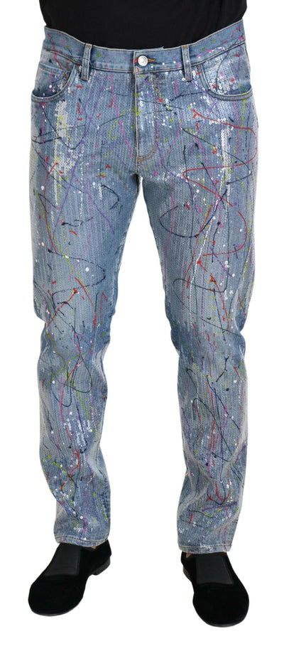 Dolce & Gabbana Exquisite Color Splash Denim Pants