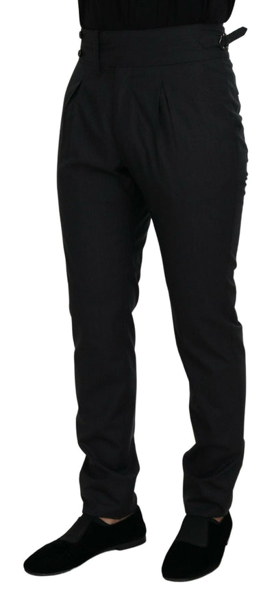 Dolce & Gabbana Elegant Dark Grey Wool Silk Pants