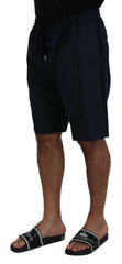 Elegant Blue Cotton Blend Shorts