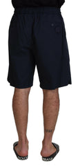 Elegant Blue Cotton Blend Shorts