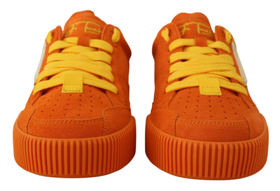 Dolce & Gabbana Chic Orange Suede Lace-Up Sneakers