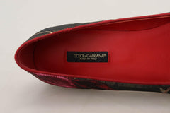 Dolce & Gabbana Multicolor Leather and Fabric Flats with Sacred Heart Patch