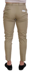 Dolce & Gabbana Two-Tone White & Brown Chic Cotton Pants