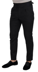 Dolce & Gabbana Elegant Black Striped Wool Blend Trousers